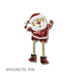 MP168G_AJ 2 · Christmas Santa Enamel Dangling Boot Magnetic Brooch Pin – GD