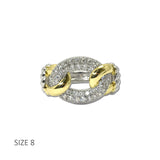 14K Gold Plated Two Tone Pave Chain Link Ring – 8 · K2367-8_MX 2
