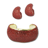 BC-0462-2RD 2 · Pave Rhinestone Cuff And Earring Set – Gold/Red