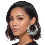 114327, ANIMAL PRINT WRAPPED HOOP EARRINGS