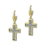 2181EGH_MX 30 · Two Tone Pave Cross Drop Earrings – Mat Gold/Hematite