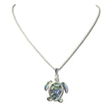 AN5402-SAV_MO 30 · Sea Turtle Pendant Necklace – Silver/Abalone