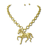 Water Resistant Horse Charm Rolo Chain Necklace – 24K Gold Tone · NK10270VG24K_TP 32
