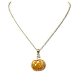 AN5224-GOR_MO 32 · Enamel Pumpkin Pendant Necklace – Gold/Orange