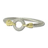 2106B_MX 33 · 14K Gold Plated Pave Circle Twisted Cable Bracelet – Two Tone/Clear