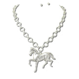 Water Resistant Horse Charm Rolo Chain Necklace – Worn Silver · NK10270VS_TP 33