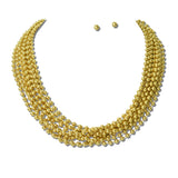 24K Gold Tone Watere Resistant Multi Strand Ball Chain Necklace Set – 24K Gold Tone · NK10277VG24K_TP 34