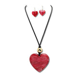 Celluloid Aceate Heart Pendant Long Adjustable Cord Necklace – Red · YNE5629RD 34