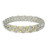 2154B_MX 35 · 14K Gold Plated Two Tone CZ Pave Bangle Bracelet – Two Tone/Clear