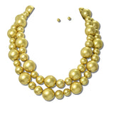 24K Gold Tone Water Resistant Chunky Gold Bead Layered Necklace Set – 24K Gold Tone · NK10216VG24K_TP 35