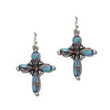 Western Stone Cross Drop Earrings – Silver Burnished/Multi · AE9478-SBMT_MO 35