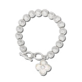 BB04225-SMP_MO 39 · Mother Of Charm Beaded Stretch Bracelet – Silver/MOP