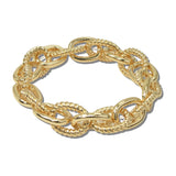 MB3073-GD 39 · Mixed Texture Chain Link Stretch Bracelet – Gold