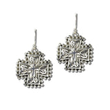 AE9392-AS_MO 3 · Ornate Filigree Cross Drop Earrings – Antique Silver