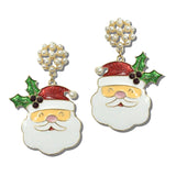 Water Resistant Pearl Cluster Santa Drop Earrings – Gold/Multi · ER10415SNTA_TP 3