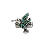 Western Hummingbird Stone Cluster Stretch Ring – Silver Burnished/Turquoise · AR0768-SBTQ_MO 3