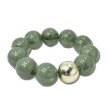 Chunky Marble Beaded Stretch Bracelet With Gold Accent – Gold/Green · WB0490DGRN 3