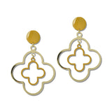 Enamel Double Quatrefoil Drop Earrings – Gold/Yellow · JE10477GYE_JK 3