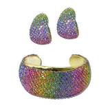 BC-0462-2MT 3 · Pave Rhinestone Cuff And Earring Set – Gold/Multi