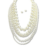 Layered Multi Strand Pearl Necklace Set – Gold/Cream · JN10713GCR_JK 3