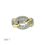 14K Gold Plated Two Tone Pave Chain Link Ring – 7 · K2367-7_MX 3