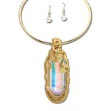 JN11498GAB_JK 3 · Wire Wrapped Stone Choker Necklace Set – Gold/AB