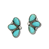 Western Teardrop Stone Cluster Earrings – Silver Burnished/Turquoise · AE9472-SBTQ_MO 40
