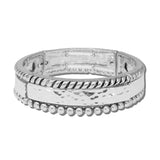 BB04470-AS_MO 42 · Hammered Rope Edge Stretch Bangle – Antique Silver