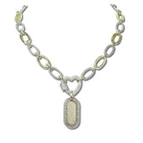 2132_MX 42 · 14K Gold Plated Two Tone Pave CZ Tag Necklace – Two Tone/Clear