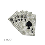 114698, RHINESTONE PLAYING CARD FAN BROOCH