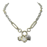 2127_MX 43 · 14K Gold Plated Two Tone Clover Heart Charm Necklace – Two Tone