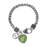 BB04515-AUG_MO 44 · Birthstone Heart Crystal Charm Bracelet – August