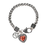 BB04515-FEB_MO 46 · Birthstone Heart Crystal Charm Bracelet – February