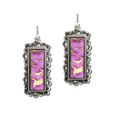 Marbled Stone Rectangle Western Earrings – Silver Burnished/Pink · AE9395-SBPK 46