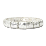 114883, HAMMERED METAL RHINESTONE STRETCH BRACELET