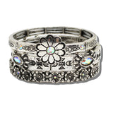Western Flower Concho Multi Layered Stretch Bracelet Set – Silver Burnished/AB · BB04414-SBAB_MO 4