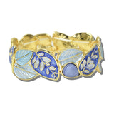 BG5458BL_AJ 4 · Enamel Leaf Stretch Bangle – Gold/Blue