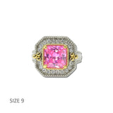 14K Gold Plated Two Tone Pink Square CZ Statement Ring – 9 · K2360RO-9 4