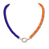 SN1240CBLUOR 4 · Gameday Carabiner Clip Rondelle Bead Necklace – Blue/Orange