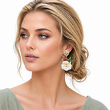 Water Resistant Pearl Cluster Santa Drop Earrings – Gold/Multi · ER10415SNTA_TP 4