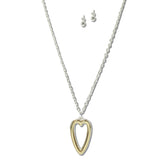 NE8657S_JM 4 · Two Tone Open Heart Necklace Set – Silver/Gold