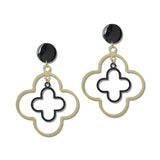 Enamel Double Quatrefoil Drop Earrings – Gold/Black · JE10477GBK_JK 4