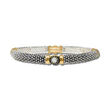 BB02894-TTCR 55 · Round Rhinestone Accent Vintage Metal Stretch Bracelet – Two tone/Clear