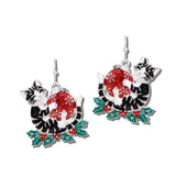 AE9415-SMT_MO 56 · Enamel Holiday Cat Ornament Earrings – Silver/Multi