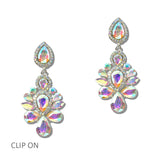 114684, RHINESTONE CHANDELIER CLUSTER CLIP ON EARRINGS