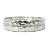 114882, HAMMERED RHINESTONE STRETCH BANGLE BRACELET