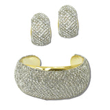 BC-0462-2SL 5 · Pave Rhinestone Cuff And Earring Set – Gold/Silver
