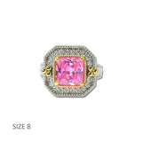 14K Gold Plated Two Tone Pink Square CZ Statement Ring – 8 · K2360RO-8 5