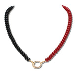 SN1240RDBK 5 · Gameday Carabiner Clip Rondelle Bead Necklace – Red/Black