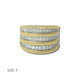 K2332-7 5 · 14K Gold Plated Multi Row CZ Pave Ring – 7
